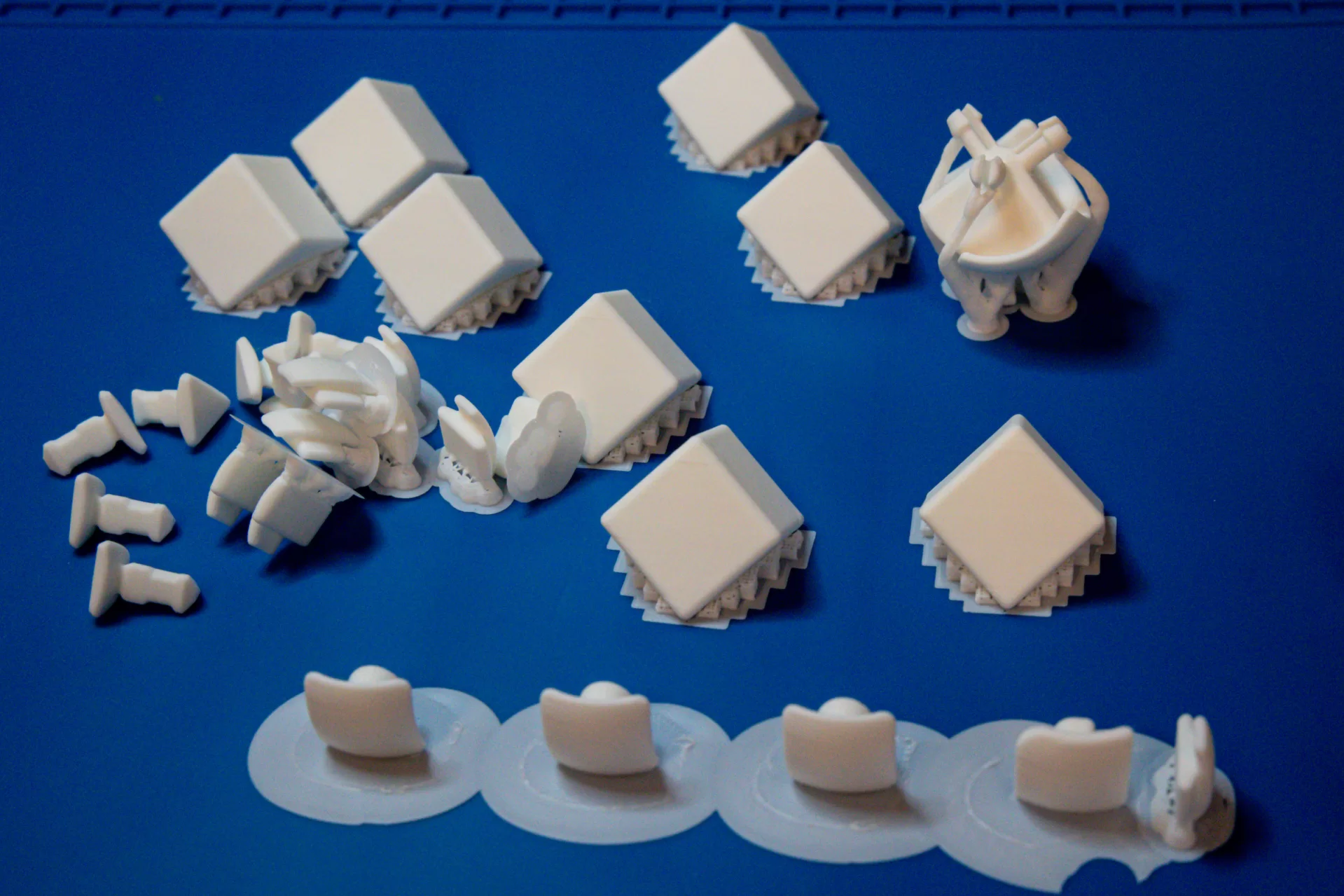 White 3D printed prototypes