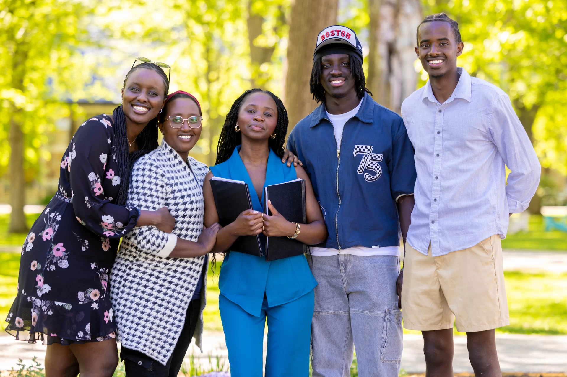 A group of people smiling