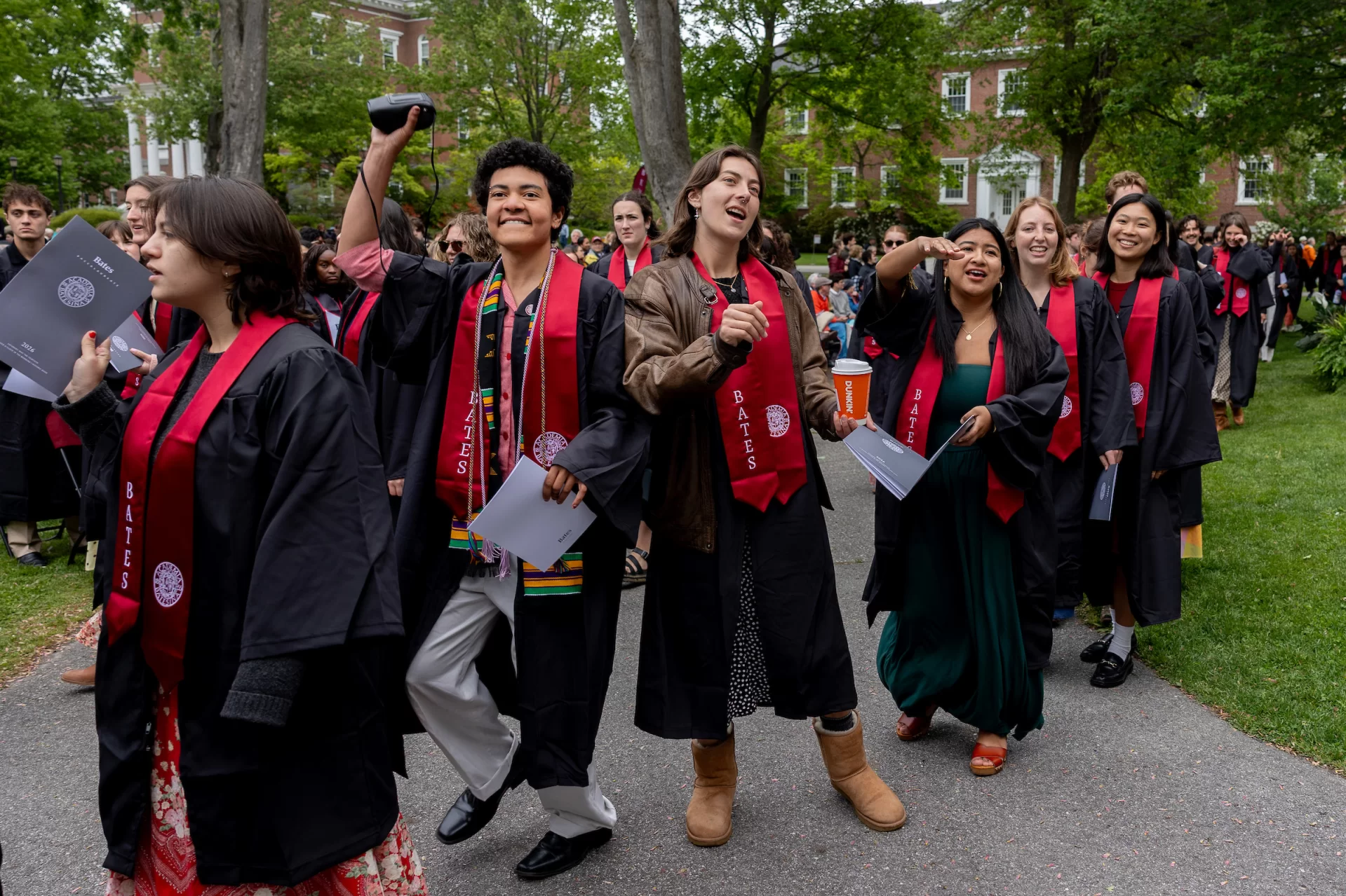 The Class of 2026 arriving at the Historic Quad for their Baccalaureate on May 30, 2026. (Phyllis Graber Jensen/Bates College) 