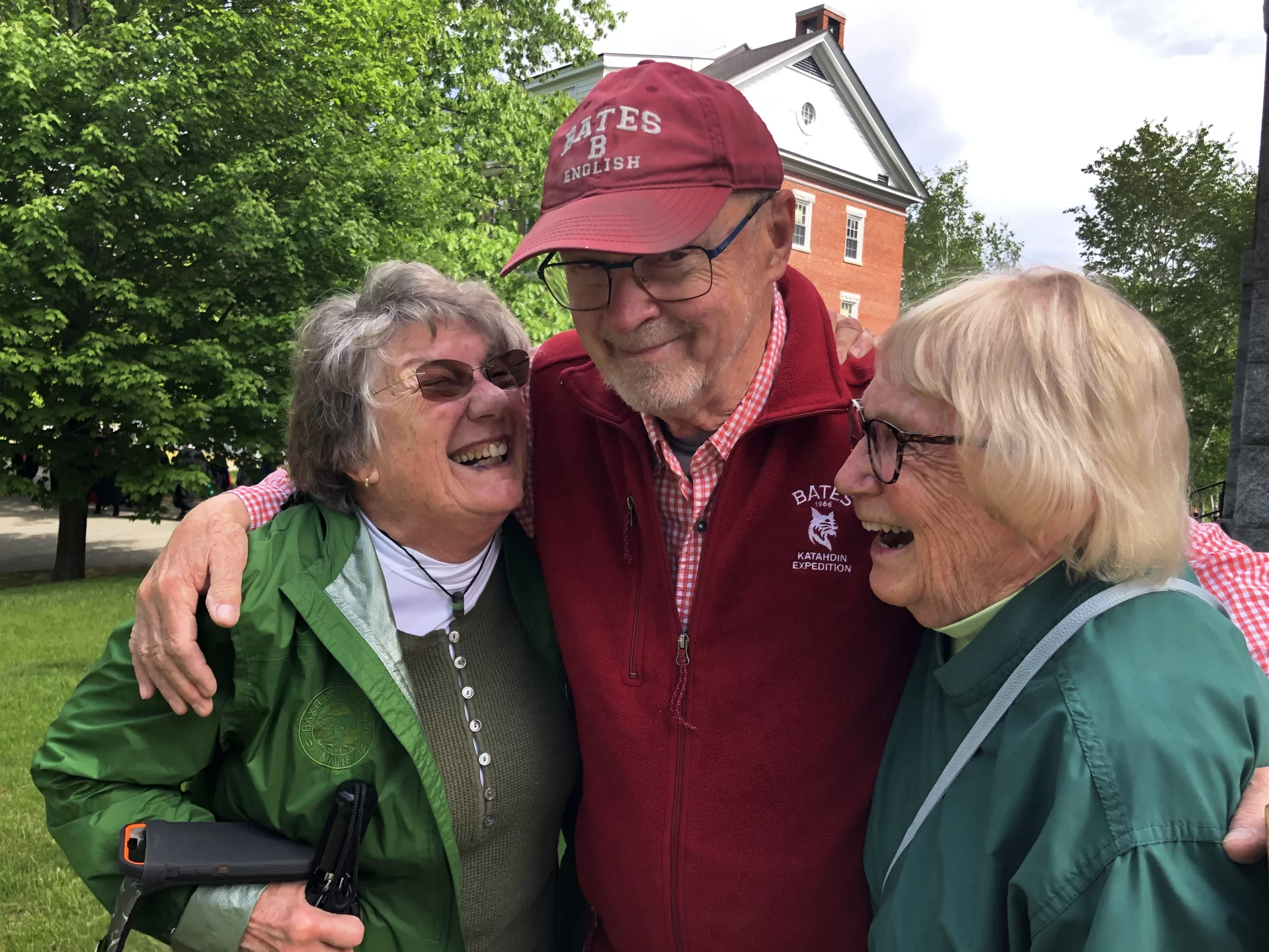 Images from Commencement on May 31, 2026. From left, Judy Marden '66, Bill Hiss '66, Elaine Freeman, retired Facility Services.