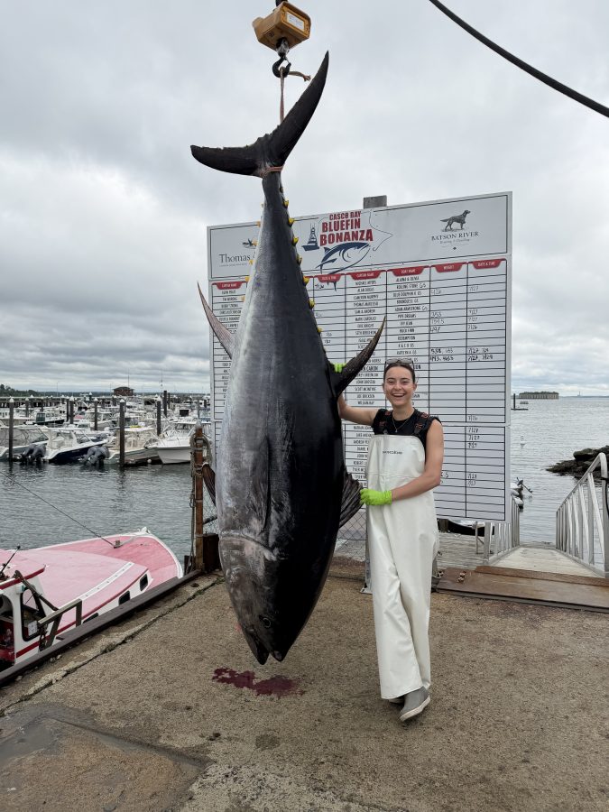 student intern with tuna