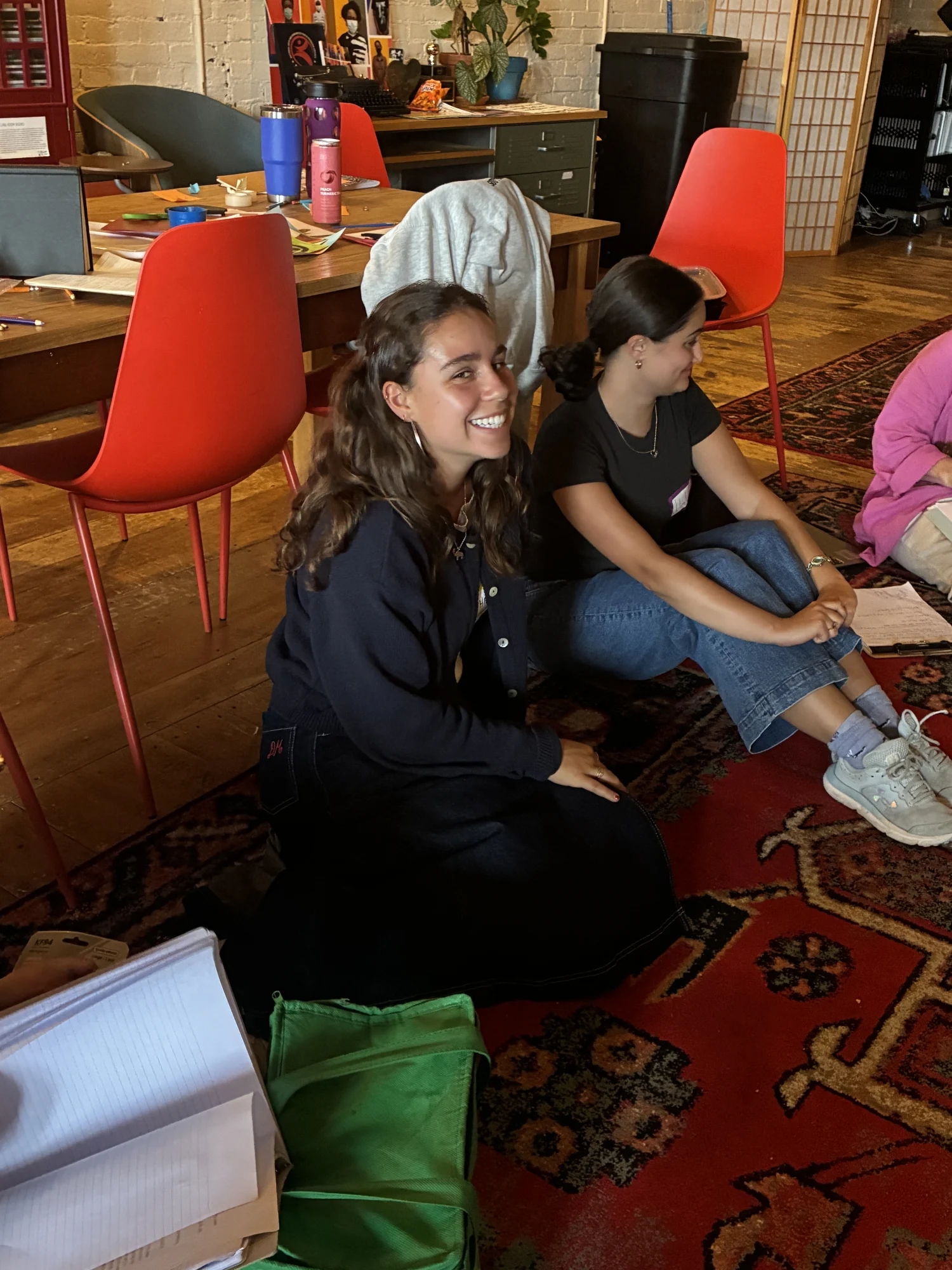 intern workign with students
