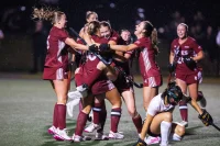 Bates College Field Hockey defeats Bowdoin 3-2 at Bates College on September 9, 2026. (Theophil Syslo | Bates College)