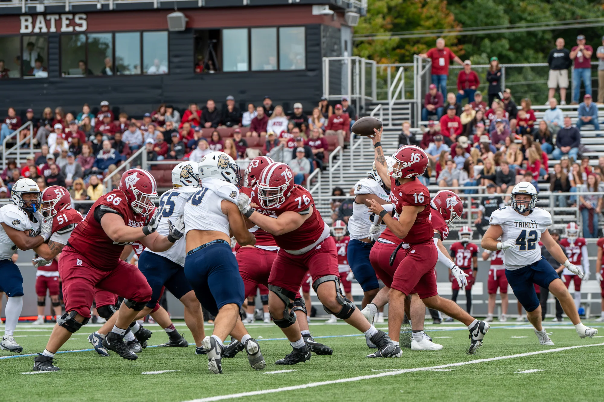 Football players in the middle of a game