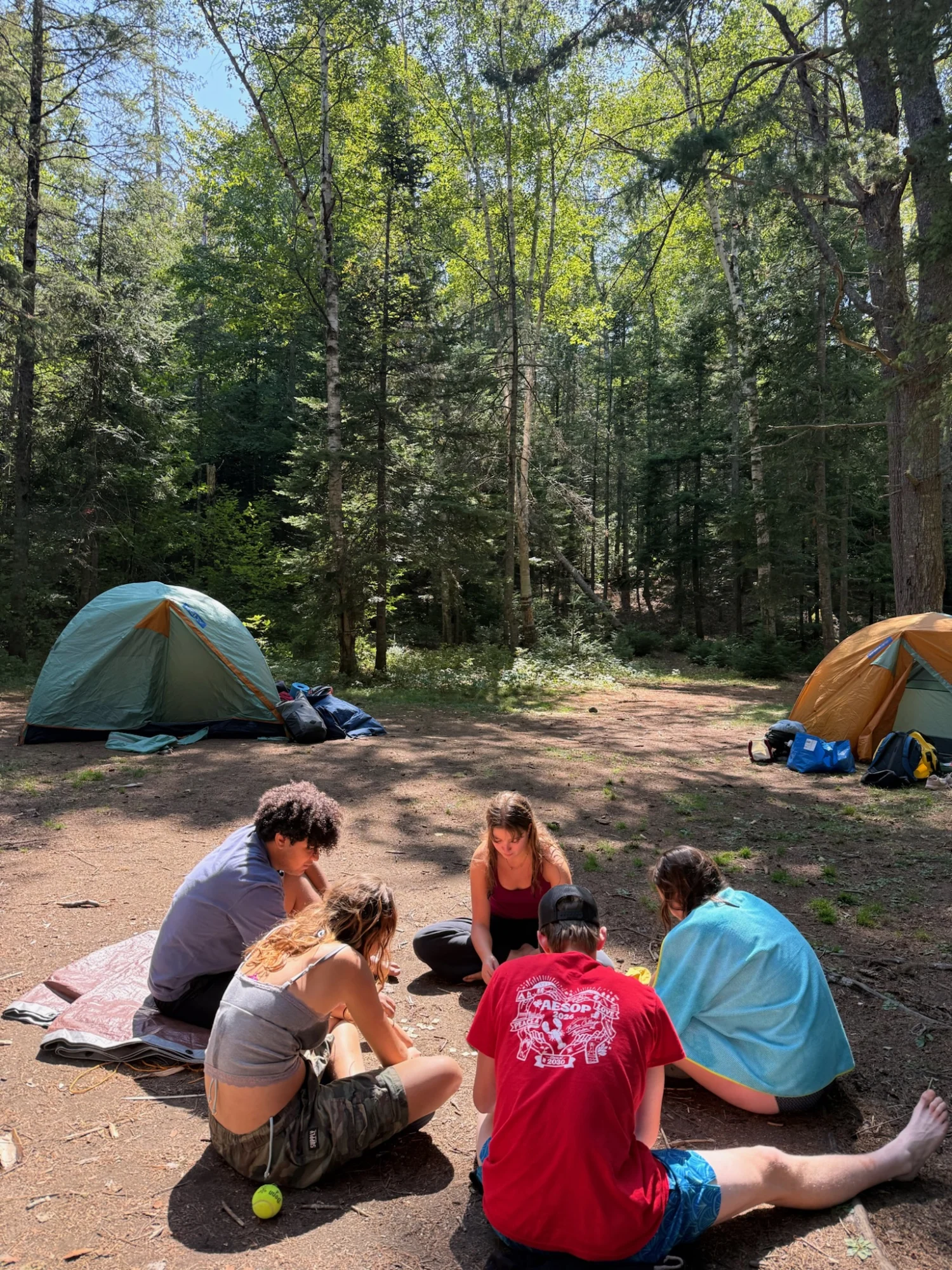 students camping