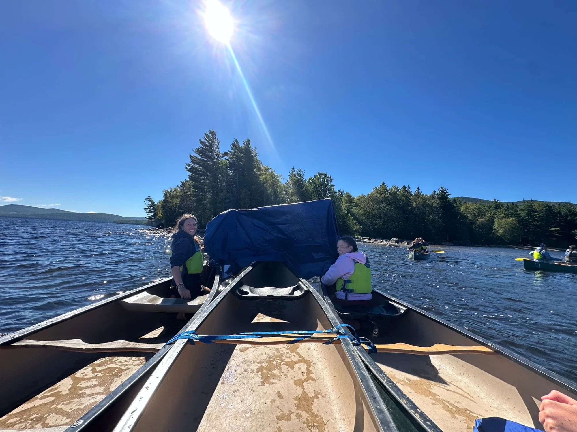 students canoeing