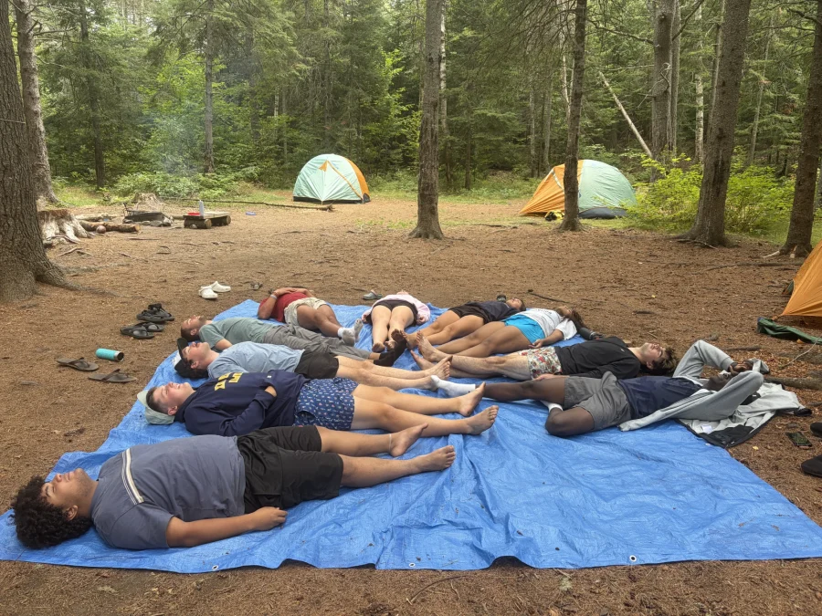 students meditating