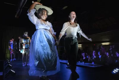 The annual Trashion Show, a fully in-person event for the first time since 209, was held on Nov. 16, 2022, in the Gray Athletic Building. (Phylllis Graber Jensen/Bates College)