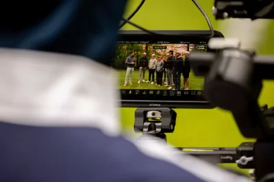 Bates College golfers at Martindale Country Club in Auburn, Maine, on May 20, 2025, during production of a Golf Digest branded video for Adobe Firefly. The project follows the men’s and women’s teams through a morning at Martindale, where they walked a few golf holes and learned the basics of course design Derek Duncan, Golf Digest’s architecture editor and host of the podcast Feed the Ball. In the afternoon, the production shifted to the Bates campus, where the students engaged in creative work using Firefly’s generative-AI tools to design golf hole concepts.