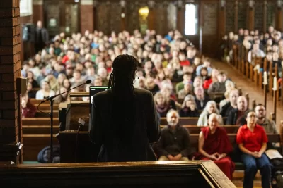 Moments from Martin Luther King Jr. Day at Bates College on January 19, 2026.(Theophil Syslo | Bates College)

Keynote Address: What Do We Do with All This Fear? Lessons from Martin Luther King Jr. on Fear and Courage
Myisha Cherry, Associate Professor of Philosophy at the University of California, Riverside