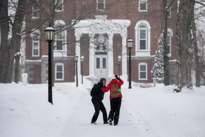 snow on Bates campus January 2026