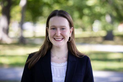 Natalie Gersen ’28, Belmont, Mass., poses for a portrait on campus September 15, 2026. (Theophil Syslo | Bates College)