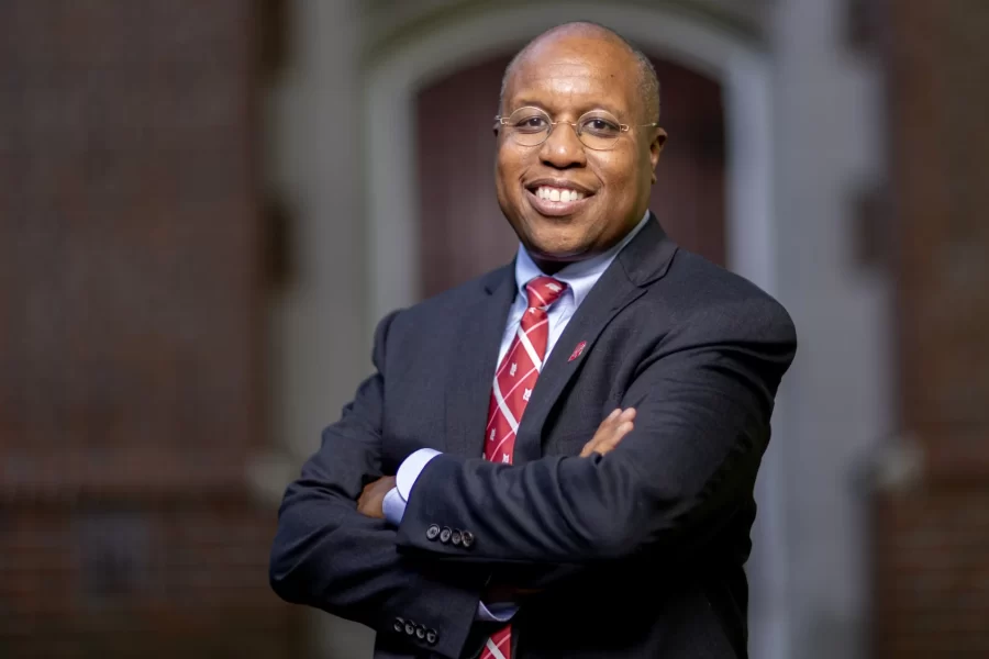 President Garry W. Jenkins poses for portraits adjacent to Alumni Gym, the Muskie Garden, and on the Historic Quad in front of Hathorn Hall.