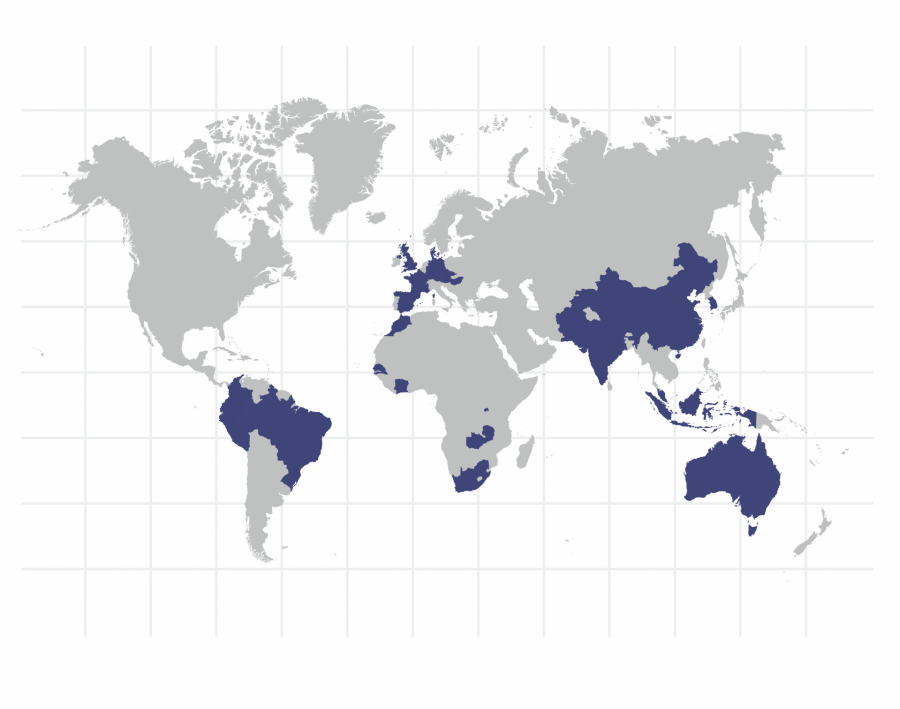 Bates Graduates' International Location Map