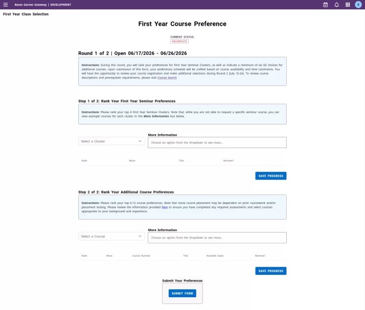 Course Preference Sample Summer Course Preference Selections for Incoming Students | Registrar ...