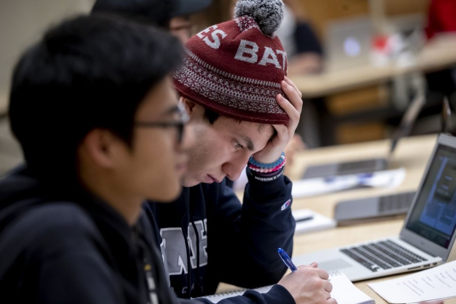 Students working in class