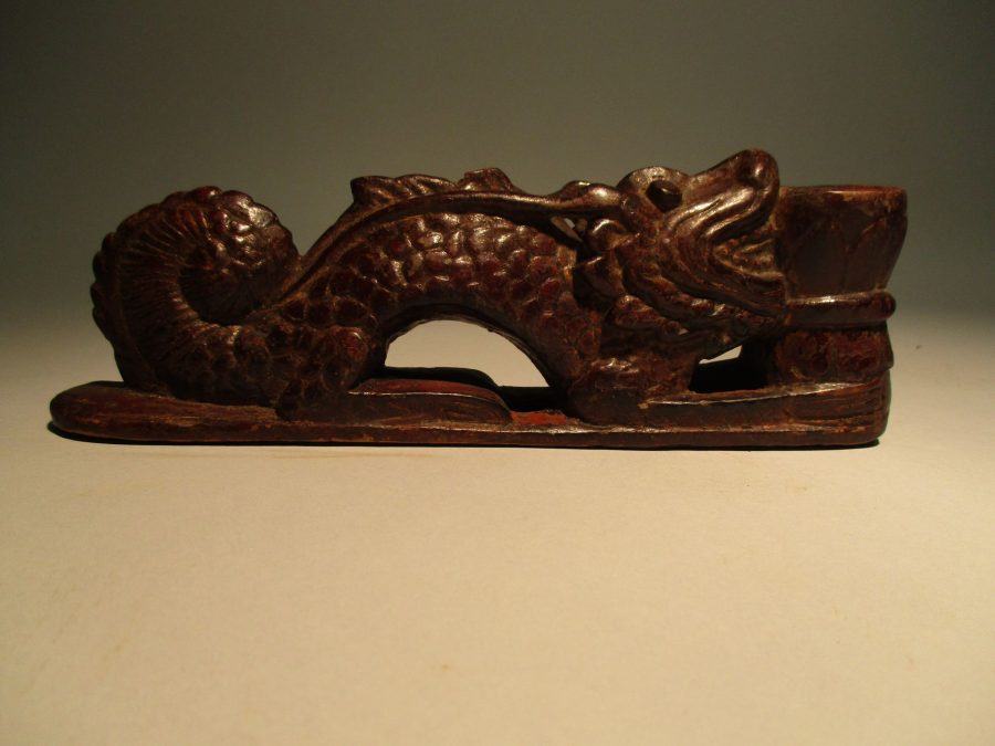 “Dragon Incense Burner,” Wood, 3 x 8 ¼ in., Rapoport, 2017.1.12.