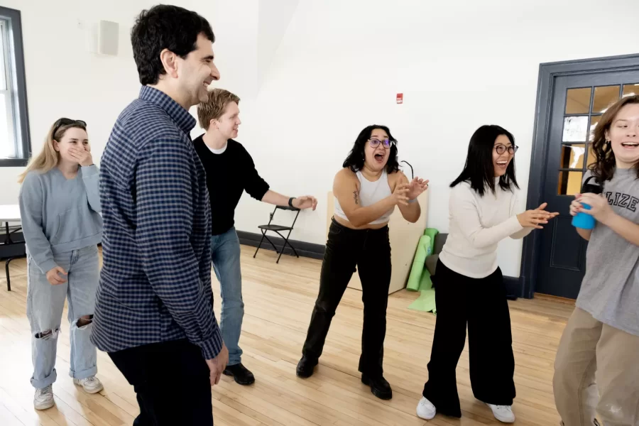 Students working with actor and playwright John Cariani during Spring 2024 workshop.