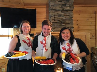 Larissa, Jake, and Nancy excited to dig in!  