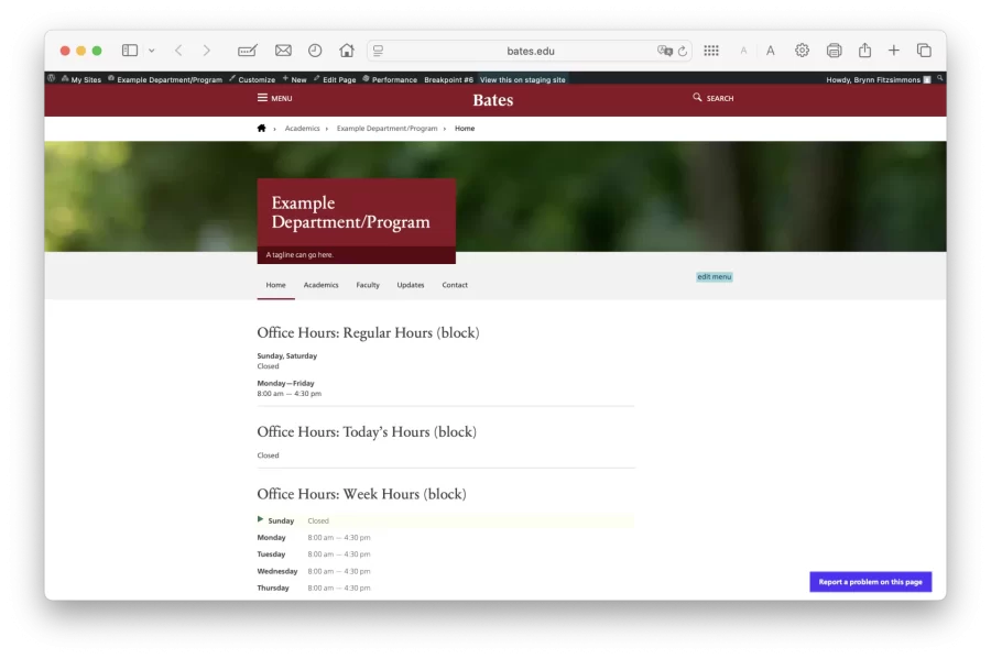 Example of a Hidden Page Title