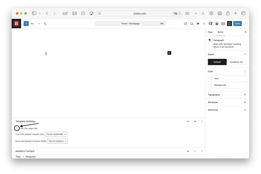 Hiding / Revealing the Page Title
