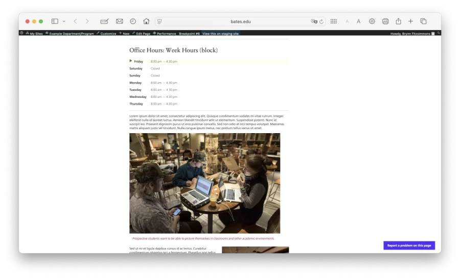 Example of the Medium Page Content Width