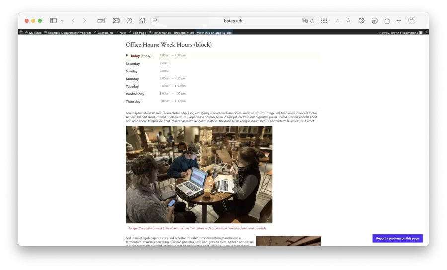 Example of the Wide Page Content Width