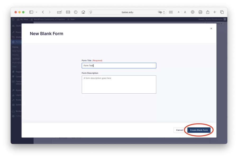 Naming your form screenshot.